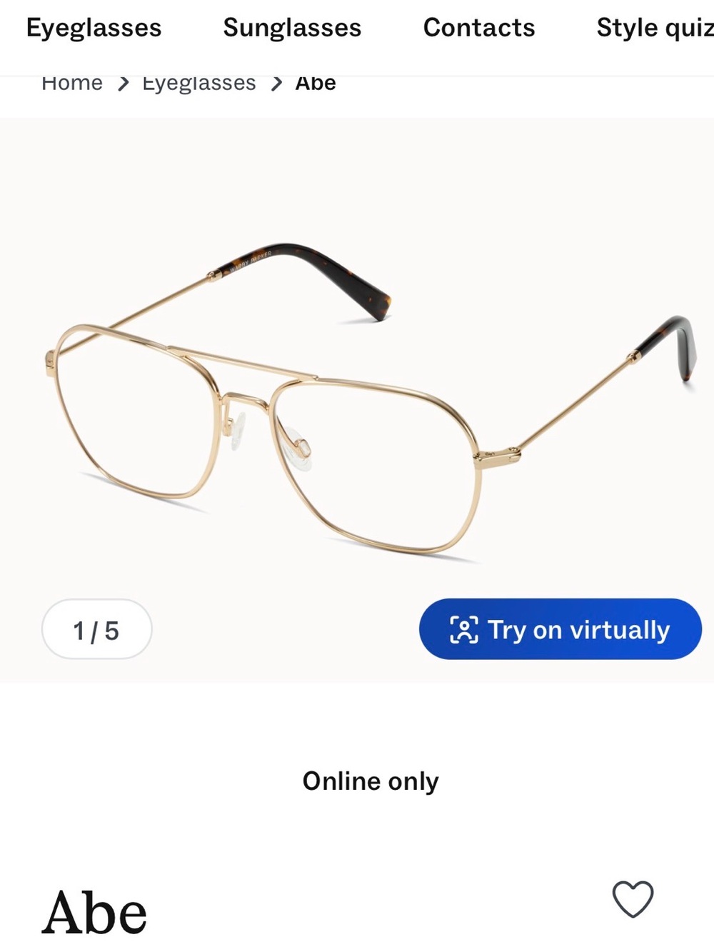 Warby Parker Abe Polished Gold Eye Glasses